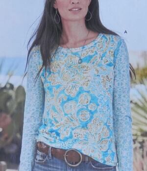 Cino Martinique Long-Sleeve Mixed-floral Printed Top